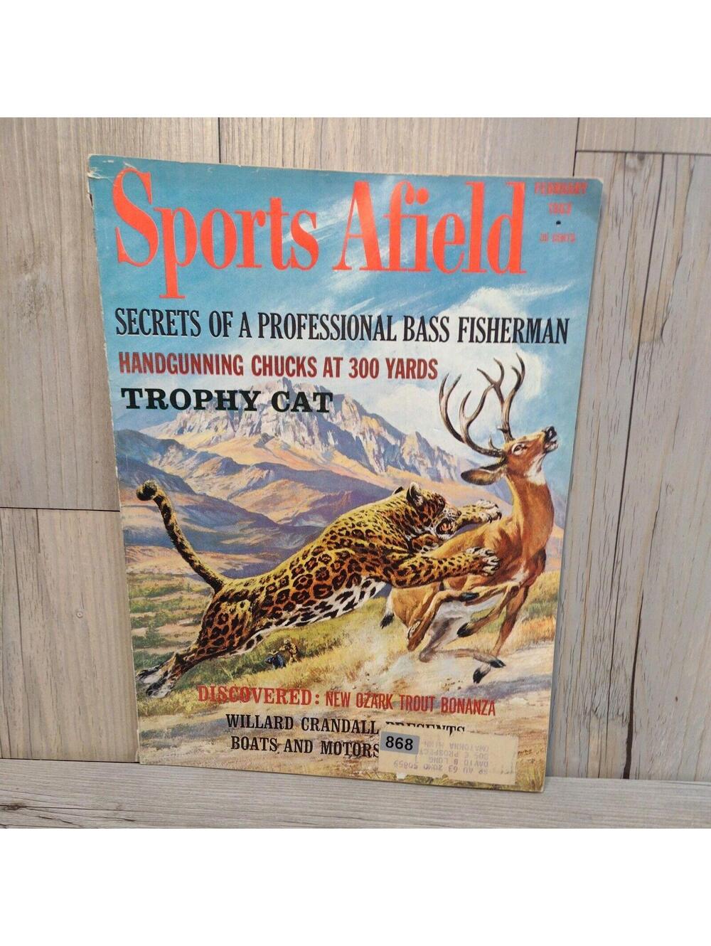 Vintage Sports Afield Magazine February 1963 Bass Fishing Trophy Cat Hunting